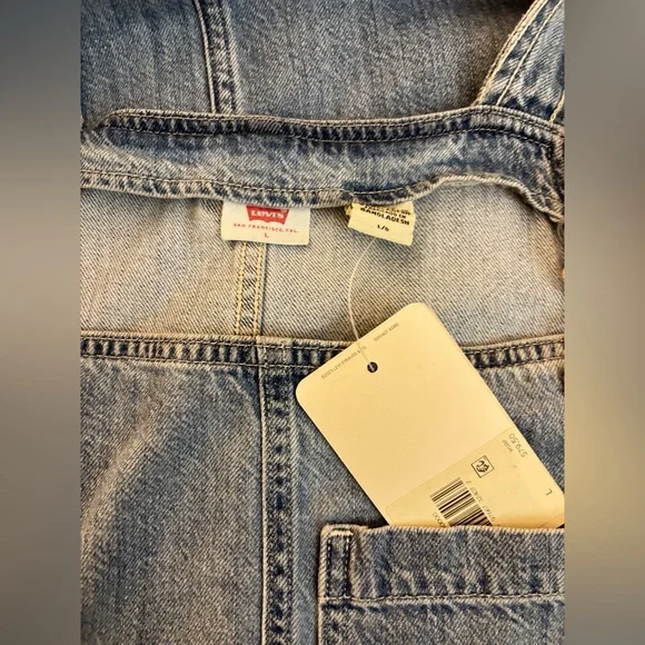 LEVI’S BLUE JEAN LONG SKIRT OVERALLS, size L - Picture 5 of 13